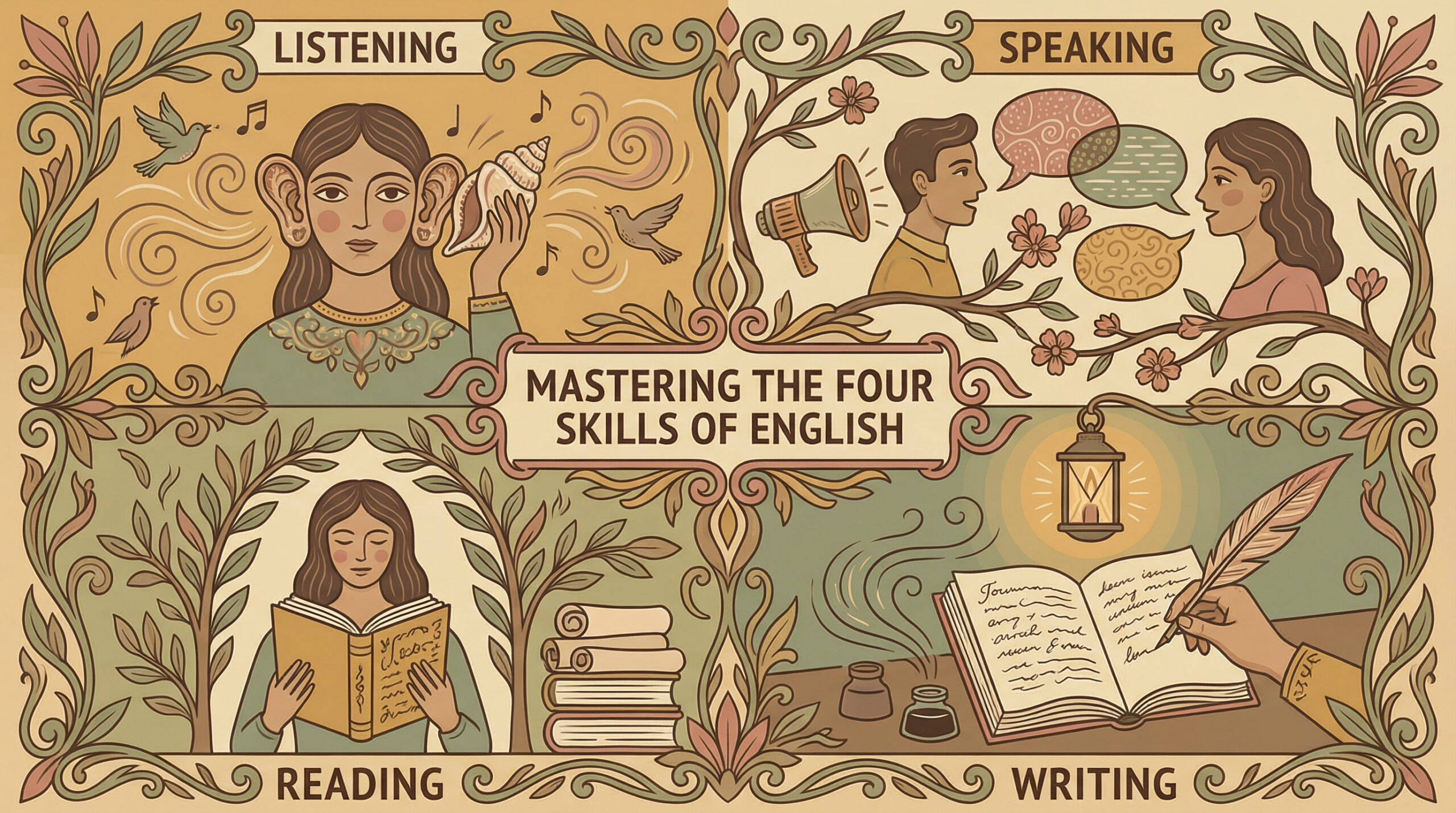 Mastering the Four Skills of English: Listening, Speaking, Reading, and Writing